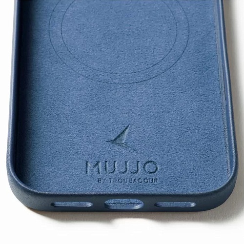 Чехол iPhone 17 Pro Max Mujjo Leather, синий