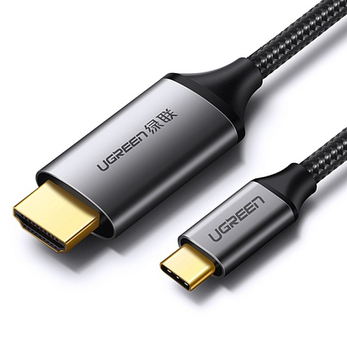 Кабель UGREEN USB-C to HDMI Male to Male Cable Aluminum Shell, 1,5 м, серый
