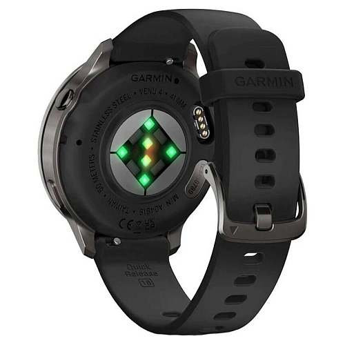 Спортивные часы Garmin Venu 4, 41 мм, корпус графитовый, силиконовый черный ремешок