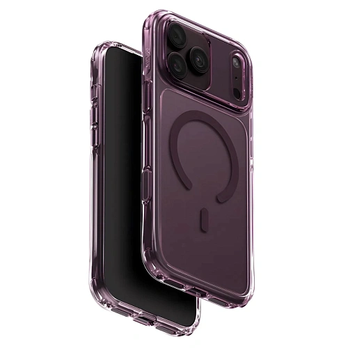 Чехол iPhone 18 Pro/17 Pro Uniq LifePro Xtreme Crystal MagSafe, бургунди