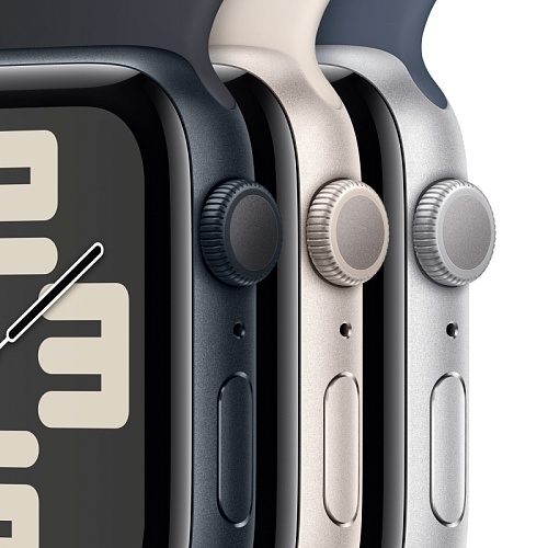 Apple Watch SE 2024, 44 мм, алюминий серебристого цвета, спортивный ремешок цвета «синий омут»