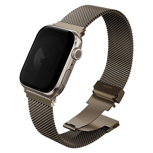 Ремешок Apple Watch 49/46/44mm Uniq Dante PRO Strap Mesh Steel, золотой