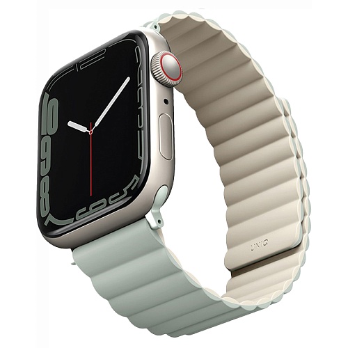Ремешок Apple Watch 41/40/38mm Uniq Revix reversible Magnetic, зеленый/бежевый
