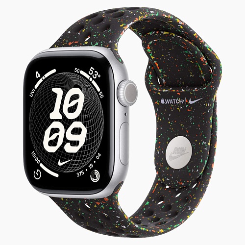 Apple Watch Series 11, 42 мм, корпус алюминий серебро, Nike Sport Band, черный