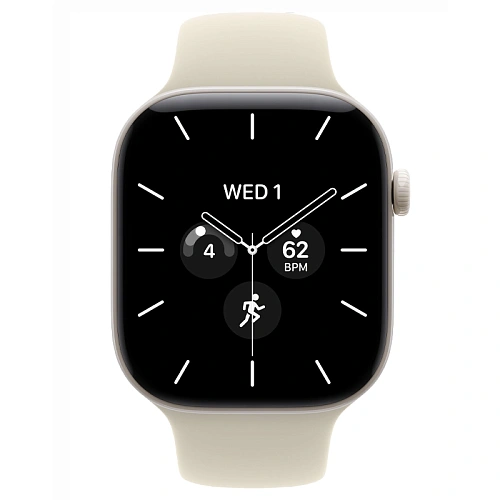 Apple Watch Series 12, 46 мм, корпус керамический жемчужно-белый, Sport Band белый