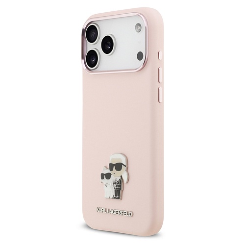 Чехол iPhone 17 Pro Max Lagerfeld Liquid silicone NFT Karl & Choup Metal, розовый