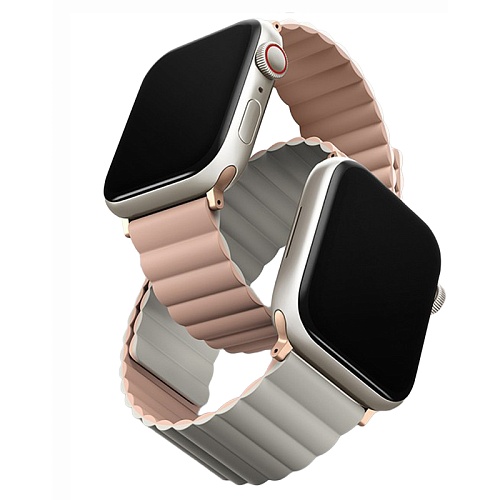 Ремешок Apple Watch 41/40/38mm Uniq Revix reversible Magnetic, розовый/бежевый