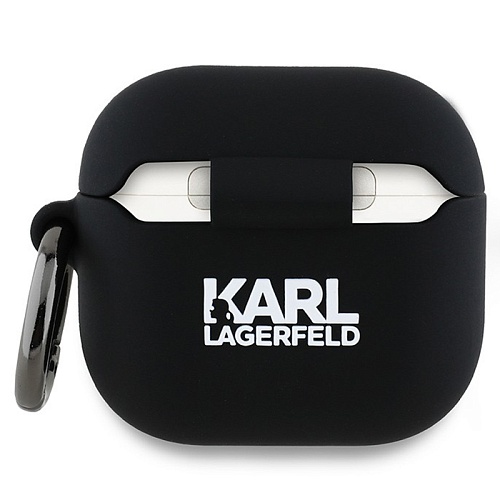 Чехол Airpods 4 Lagerfeld Silicone case with ring NFT Karl & Choupette, черный