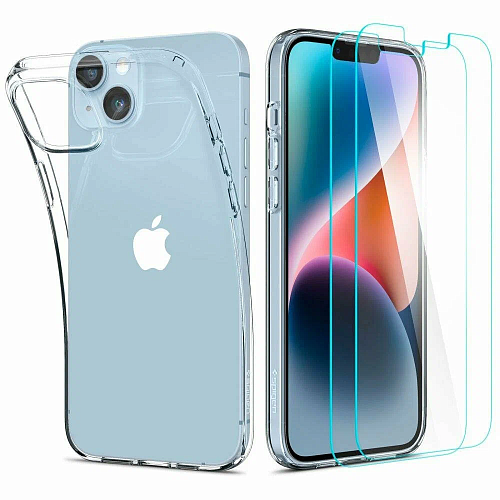 Чехол и 2 стёкла 14 Plus Spigen CRYSTAL PACK IPHONE CRYSTAL CLEAR