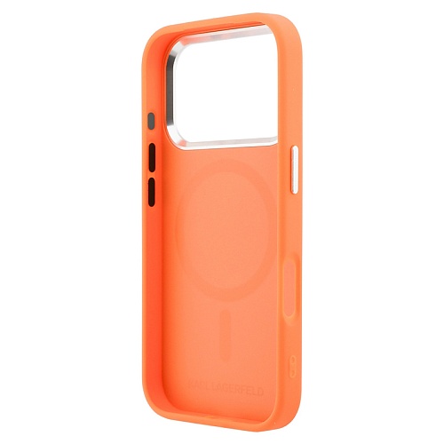 Чехол iPhone 17 Pro Max Lagerfeld PU Smooth leather RSG logo Metal camera MagSafe, оранжевый