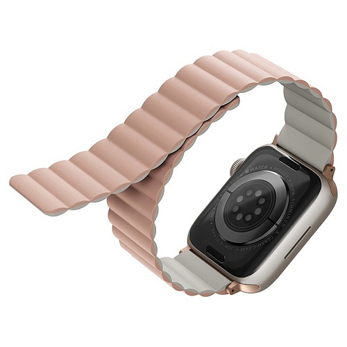 Ремешок Apple Watch 40/41/42mm Uniq Revix reversible Magnetic, розовый/бежевый