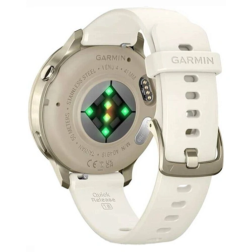 Спортивные часы Garmin Venu 4, 41 мм, корпус лунное золото, силиконовый ремешок цвета кости