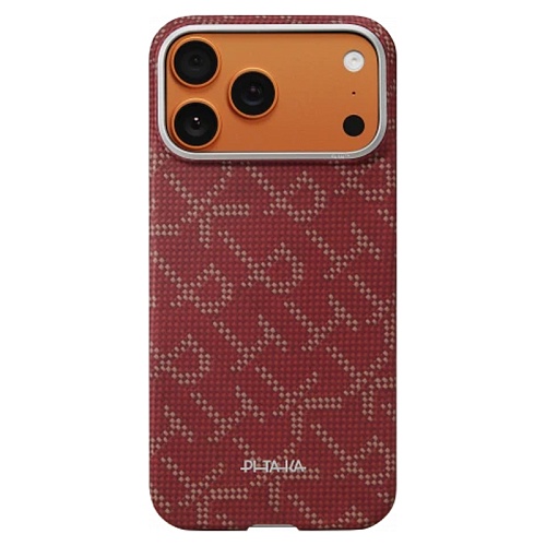 Чехол iPhone 17 Pro Max Pitaka Ultra-Slim Case, красный/золотой