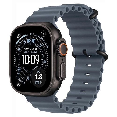 Apple Watch Ultra 3, 49 мм, корпус из титана черный, Ocean Band синий