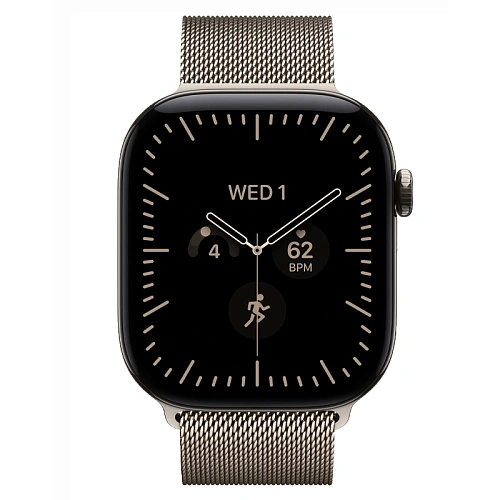 Apple Watch Series 12, 46 мм, корпус из титана, Titanium Milanese Loop натуральный