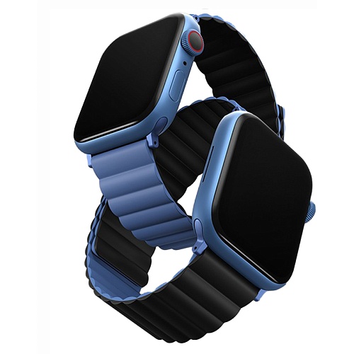 Ремешок Apple Watch 49/46/45/44mm Uniq Revix reversible Magnetic, синий/черный