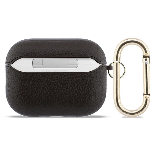 Чехол Airpods Pro 3 Guess PU Grained leather with Classic metal logo and Carabin, коричневый
