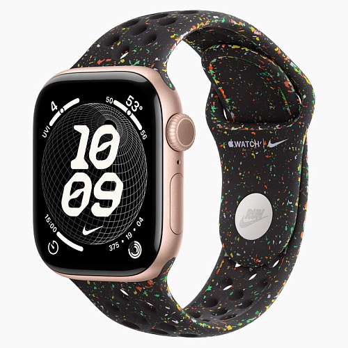 Apple Watch Series 11, 42 мм, корпус алюминий розовое золото, Nike Sport Band, черный