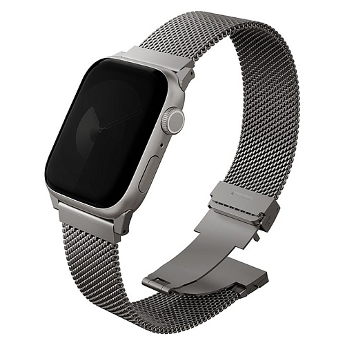 Ремешок Apple Watch 49/46/44mm Uniq Dante PRO Strap Mesh Steel, серебряный титан