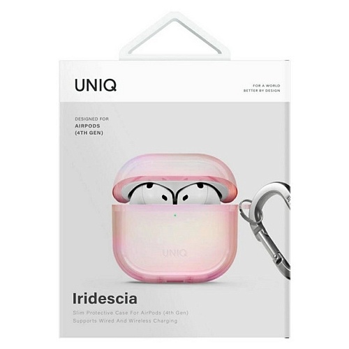 Чехол Airpods 4 Uniq Iridescia (holographic), розовый