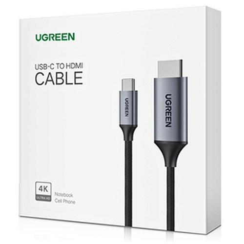 Кабель UGREEN USB-C to HDMI Male to Male Cable Aluminum Shell, 1,5 м, серый
