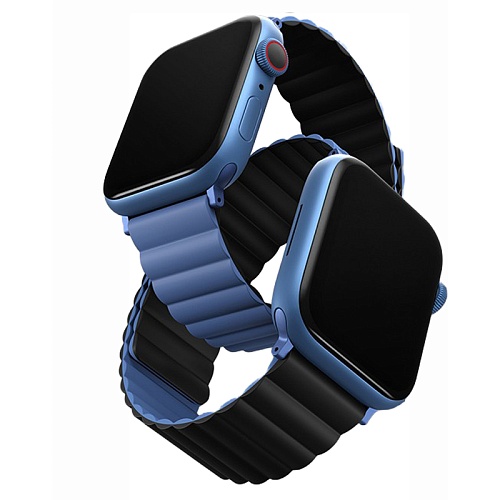 Ремешок Apple Watch 49/46/44mm Uniq Revix reversible Magnetic, синий/черный