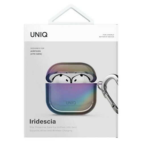 Чехол Airpods 4 Uniq Iridescia (holographic), темный кварц