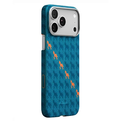 Чехол iPhone 17 Pro Max Pitaka Ultra-Slim Case Happiness Rides, голубой