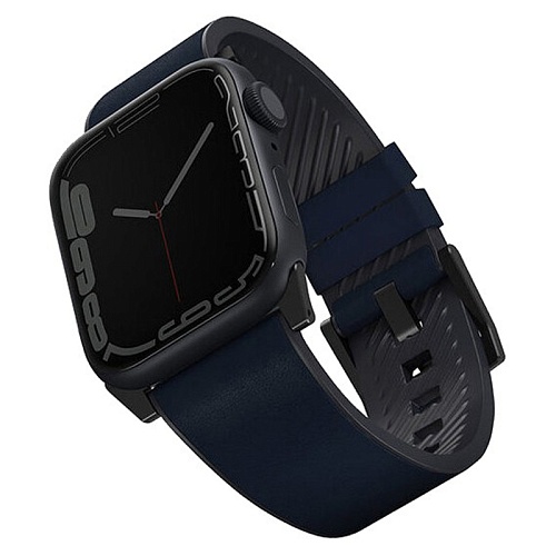 Ремешок Apple Watch 49/46/44mm Uniq Straden Waterproof Leather/Silicone, синий