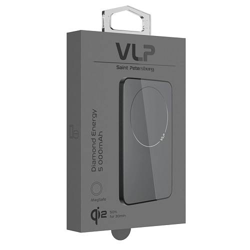 Аккумулятор Внешний vlp Diamond Energy MagSafe, Qi2, 5000 mAh, 3A, USB-C, черный титан