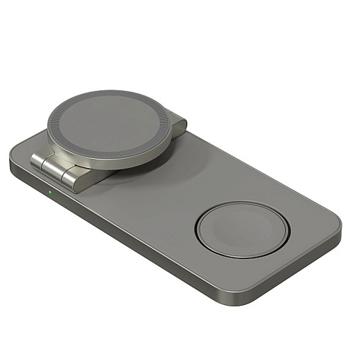 Беспроводное зарядное устройство Magssory Yoga 3в1, с MagSafe, совместимое с Qi2, титановый