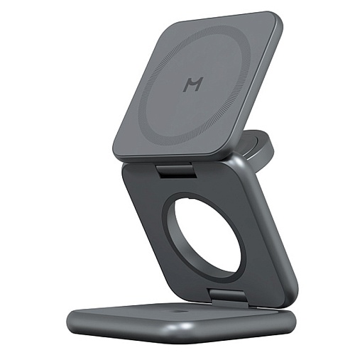 Беспроводное зарядное устройство Magssory Fold Pro 3в1, с MagSafe, совместимое с Qi2, графитовый