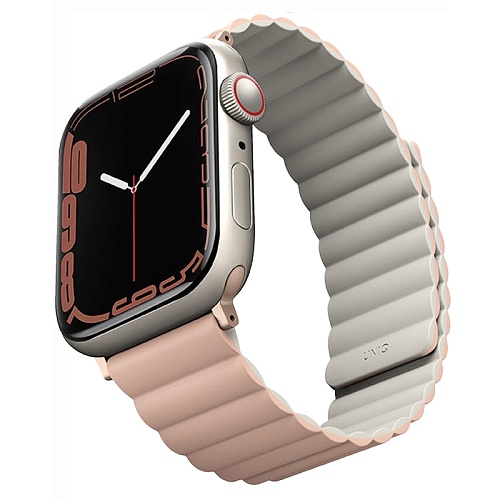 Ремешок Apple Watch 41/40/38mm Uniq Revix reversible Magnetic, розовый/бежевый