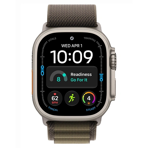 Apple Watch Ultra 4, 49 мм, корпус из натурального титана, Alpine Loop темно-оливковый
