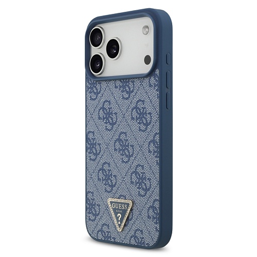 Чехол iPhone 17 Pro Max Guess PU 4G Triangle Diamond metal logo MagSafe, синий