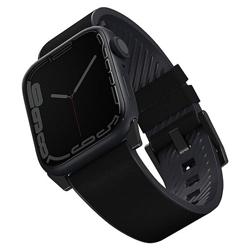 Ремешок Apple Watch 49/46/44mm Uniq Straden Waterproof Leather/Silicone, черный
