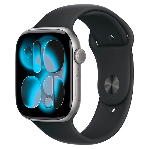 Apple Watch Series 11, 42 мм, корпус алюминий серый космос, Sport Band черный