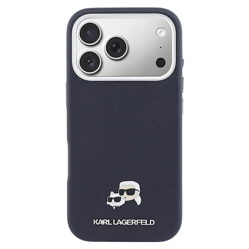 Чехол iPhone 17 Pro Lagerfeld PU Saffiano FW NFT Karl&Choup metal & Cam MagSafe, синий