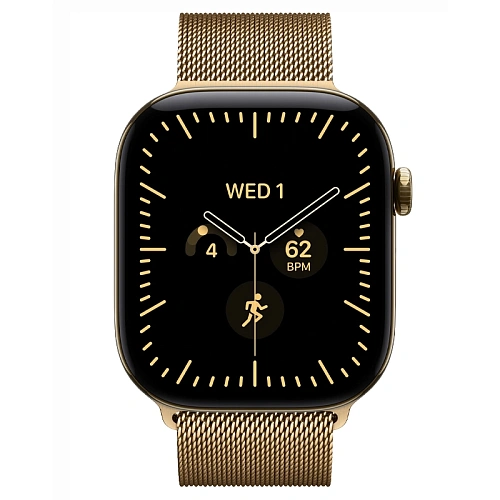 Apple Watch Series 12, 46 мм, корпус из титана, сияющее золото, Titanium Milanese Loop золото 