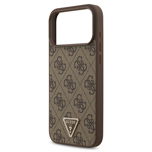Чехол iPhone 17 Pro Max Guess PU 4G Triangle Diamond metal logo MagSafe, коричневый