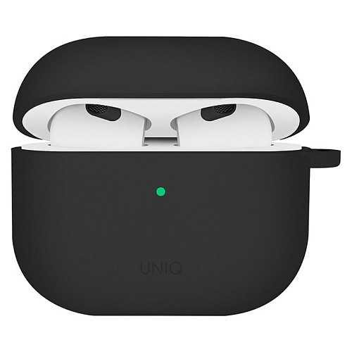 Чехол Airpods 4 Uniq NEXO Liquid silicone +carabin +Sports ear hooks Volt, черный