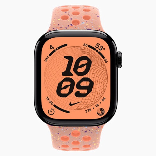 Apple Watch Series 11, 42 мм, корпус алюминий угольно-черный, Nike Sport Band, альпийский розовый