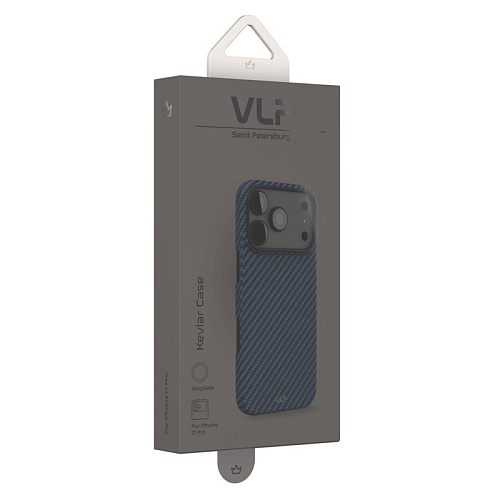 Чехол iPhone 17 Pro VLP Kevlar Case с MagSafe, синий