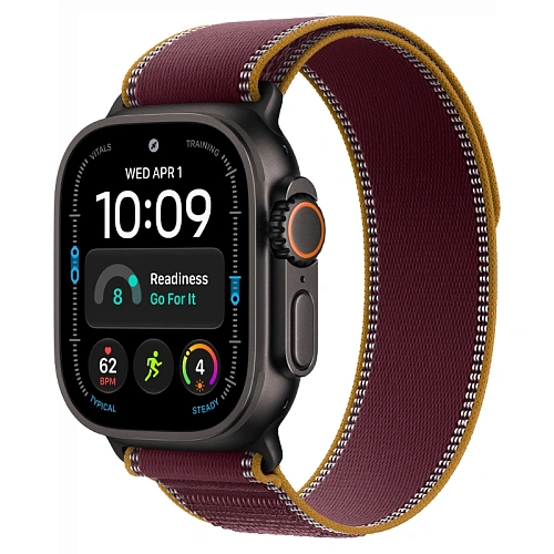 Apple Watch Ultra 4, 49 мм, корпус из титана черный, Trail Loop бургунди