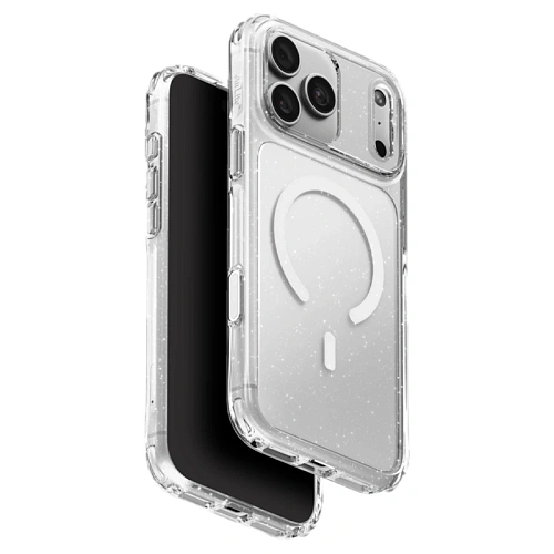 Чехол iPhone 18 Pro/17 Pro Uniq LifePro Xtreme Crystal MagSafe, прозрачный глиттер