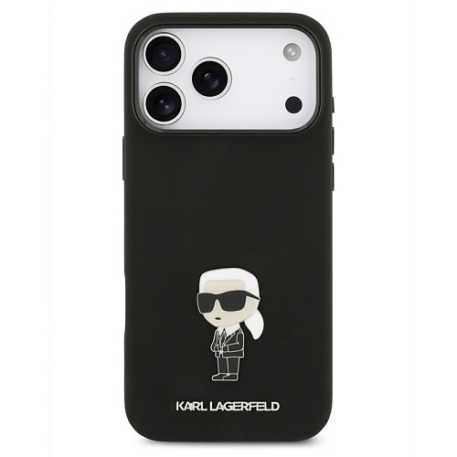 Чехол iPhone 17 Pro Max Lagerfeld Liquid silicone NFT Karl Ikonik Metal pin & Camera Hard, черный