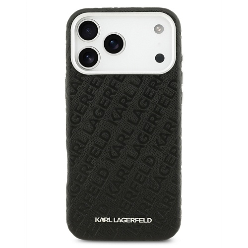 Чехол iPhone 17 Pro Max Lagerfeld PU Full Wrapped Repeated logo Metal Cam Hard, черный