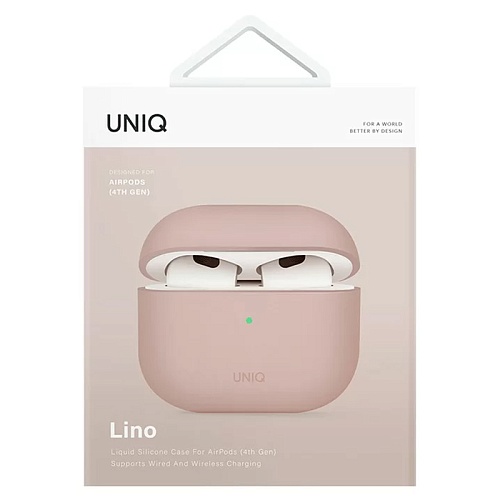 Чехол Airpods 4 Uniq LINO Liquid silicone, розовый