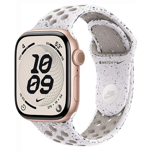 Apple Watch Series 11, 42 мм, корпус алюминий розовое золото, Nike Sport Band, серый