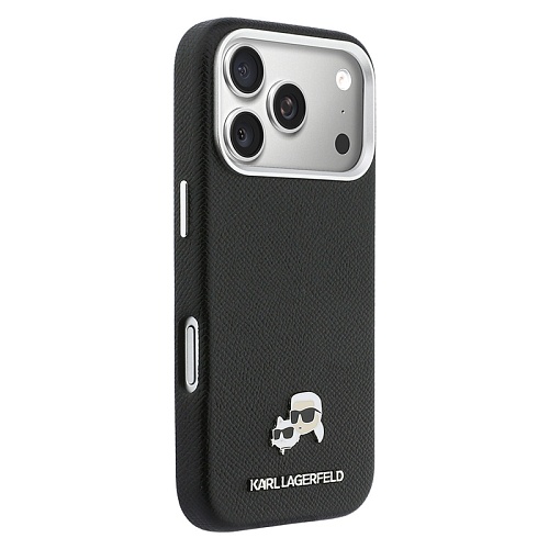 Чехол iPhone 17 Pro Lagerfeld PU Saffiano FW NFT Karl&Choup metal & Cam MagSafe, черный